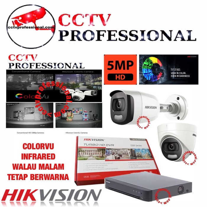 PAKET CCTV HIKVISION COLORVU REAL 5MP 16 CAMERA 16CH COLORVU LENGKAP