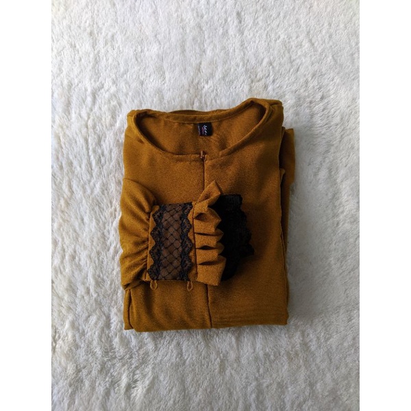 SERODJA Sahla Dress Gamis Simple Renda Rempel, Size M. L dan XL-Kubus