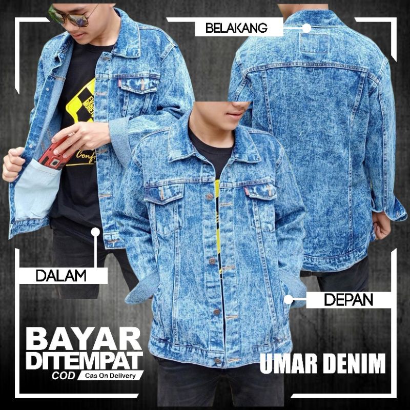 Jaket Jins Cowok Pria Model Sanwash Denim Jaket Denim Snow Pria Terbaru