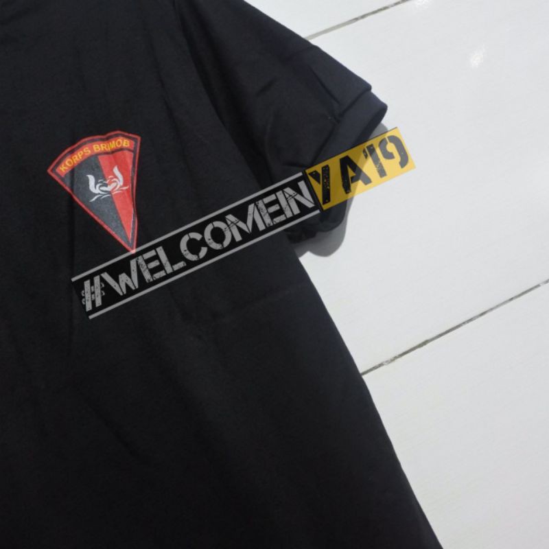 Kaos Lengan Pendek Brimob Hitam / Kaos Oblong Brimob Hitam Logo