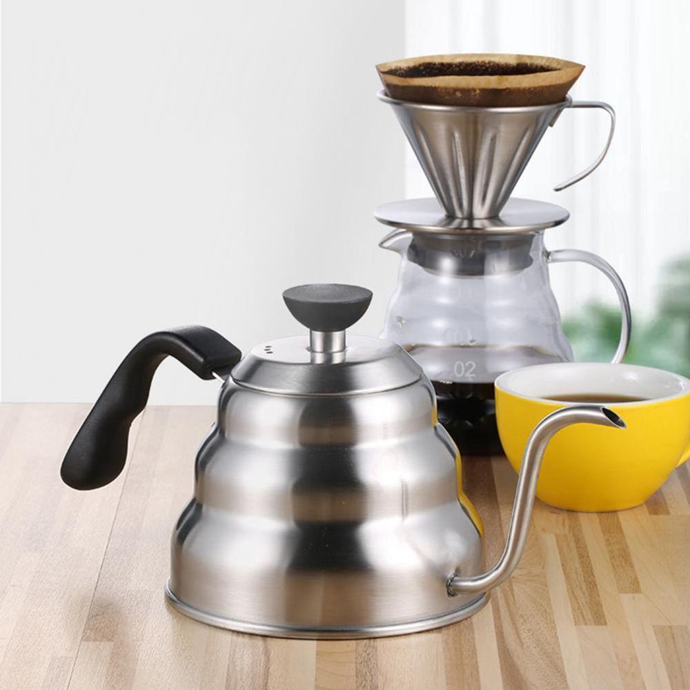 【 ELEGANT 】 Drip Kettle Untuk Rumah Kantor Mulut Tipis Gooseneck Coffeeware 1L/1.2L Dengan Termometer Aksesoris Dapur Coffee Kettl