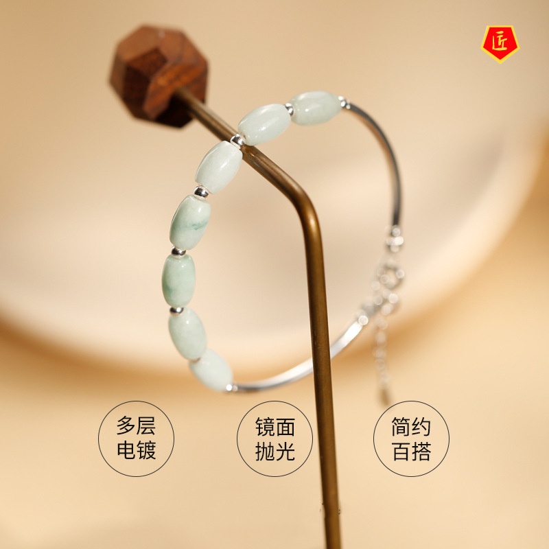 [Ready Stock]Women's Simple S925 Silver Jade Bracelet