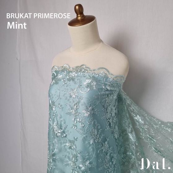 0,5 meter bahan kain brukat lace kebaya malika powder blue salur raya star rimba chantili soulmate