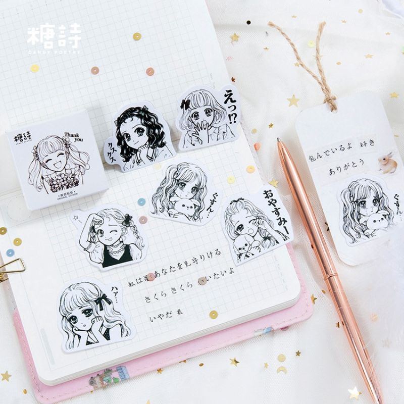 

15 pcs Sticker Aesthethic Desain Lucu Dekorasi buat Buku dan Laptop.
