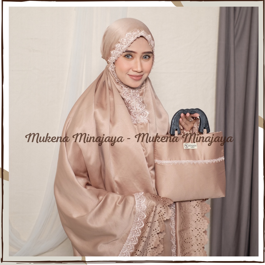 Mukena Dewasa Renda Mewah Motif Lasercut Jumbo Daily Traveling Sutra Velvet Premium Fashion Mukenah Dewasa Muslim Minajaya Terbaru