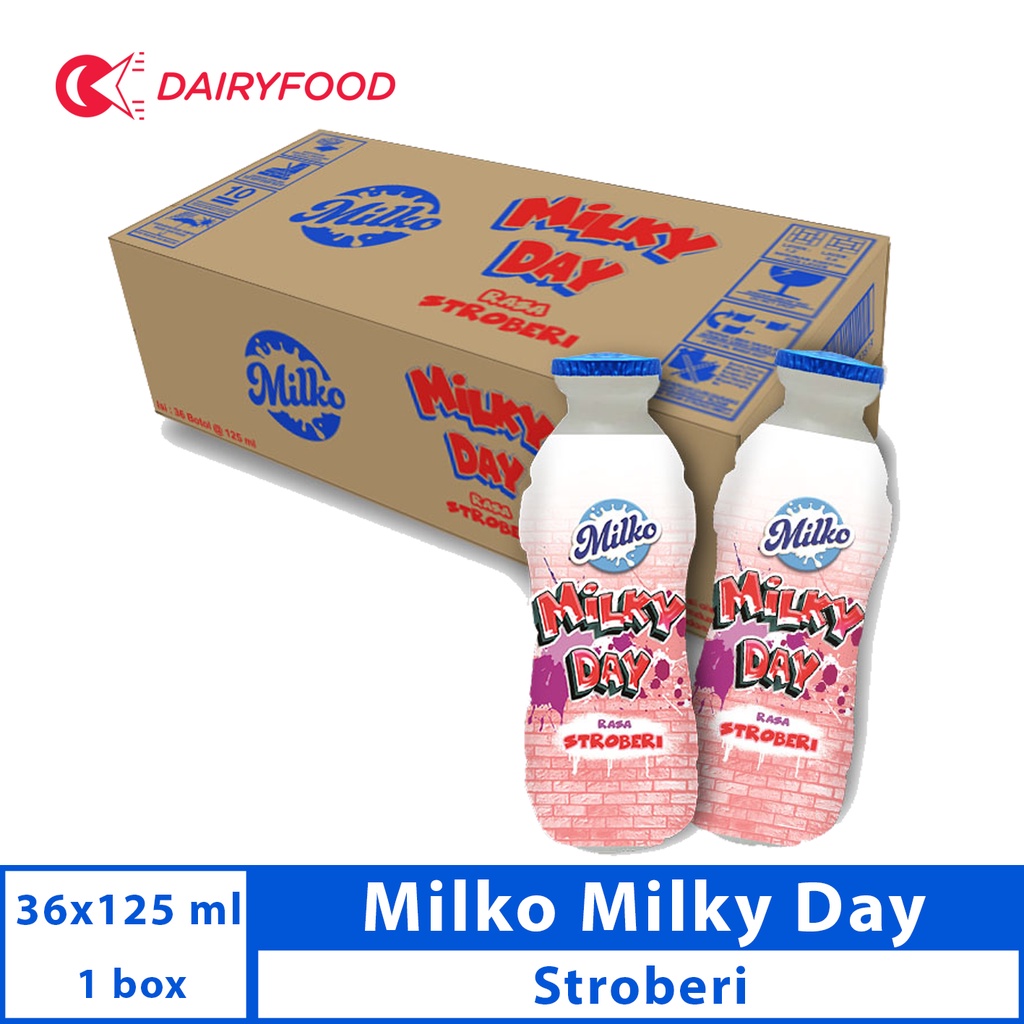 

MILKO MILKYDAY STROBERI 1 KARTON ( 36 BOTOL X 125 ML )
