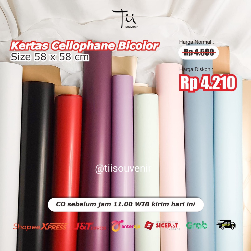 Kertas Cellophane Bicolor | 2 Warna Emas Flower Wrapping Buket Kertas Bunga