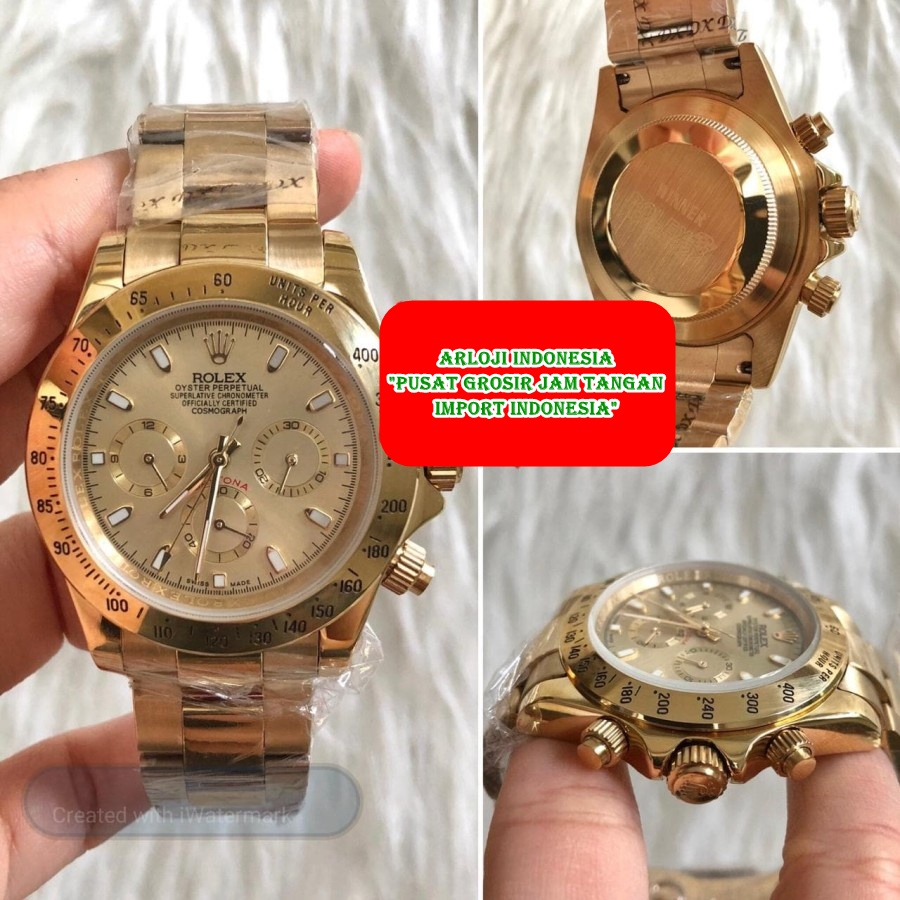 Impor Jam Tangan Pria ROLEX Daytona Full Gold Matic Garansi 1th