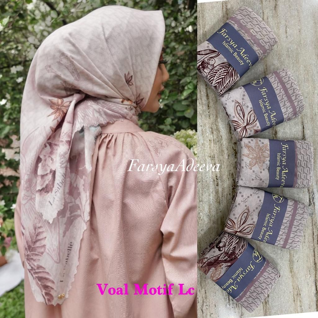 Kerudung segiempat motif terbaru segiempat motif deenay kw bahan voal grosir segiempat motif termurah Safa Hijab-BUNGA MERAK SWEET