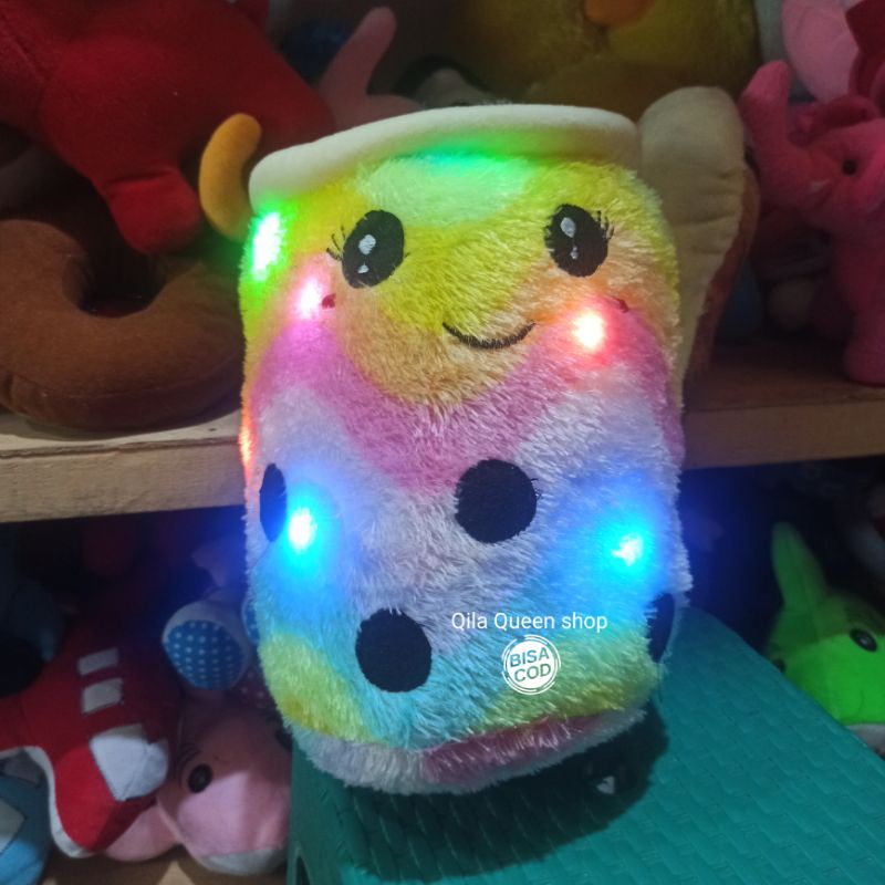 boneka BOBA PELANGI L GRATIS LAMPU LED nyala bisa COD, BOBA GENTONG, MILK TEA, TERMURAH,VIRAL