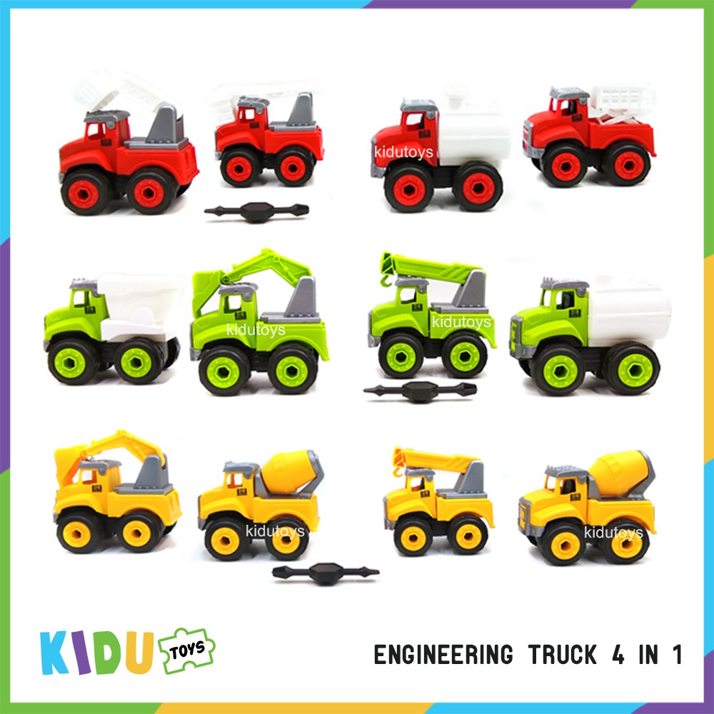 Mainan Anak Engineering Truck 4 IN 1 Kidu Toys