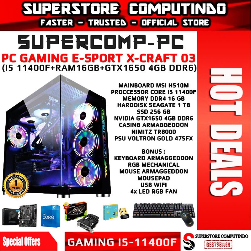 PC Rakitan Gaming E-Sport Core i5 Gen 11 -RAM 16GB - X-CRAFT 03 Series