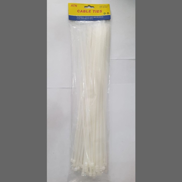 Kabel Ties 5 x 400 mm Kabel Ties Cable Ties Pengikat Kabel ATN Putih