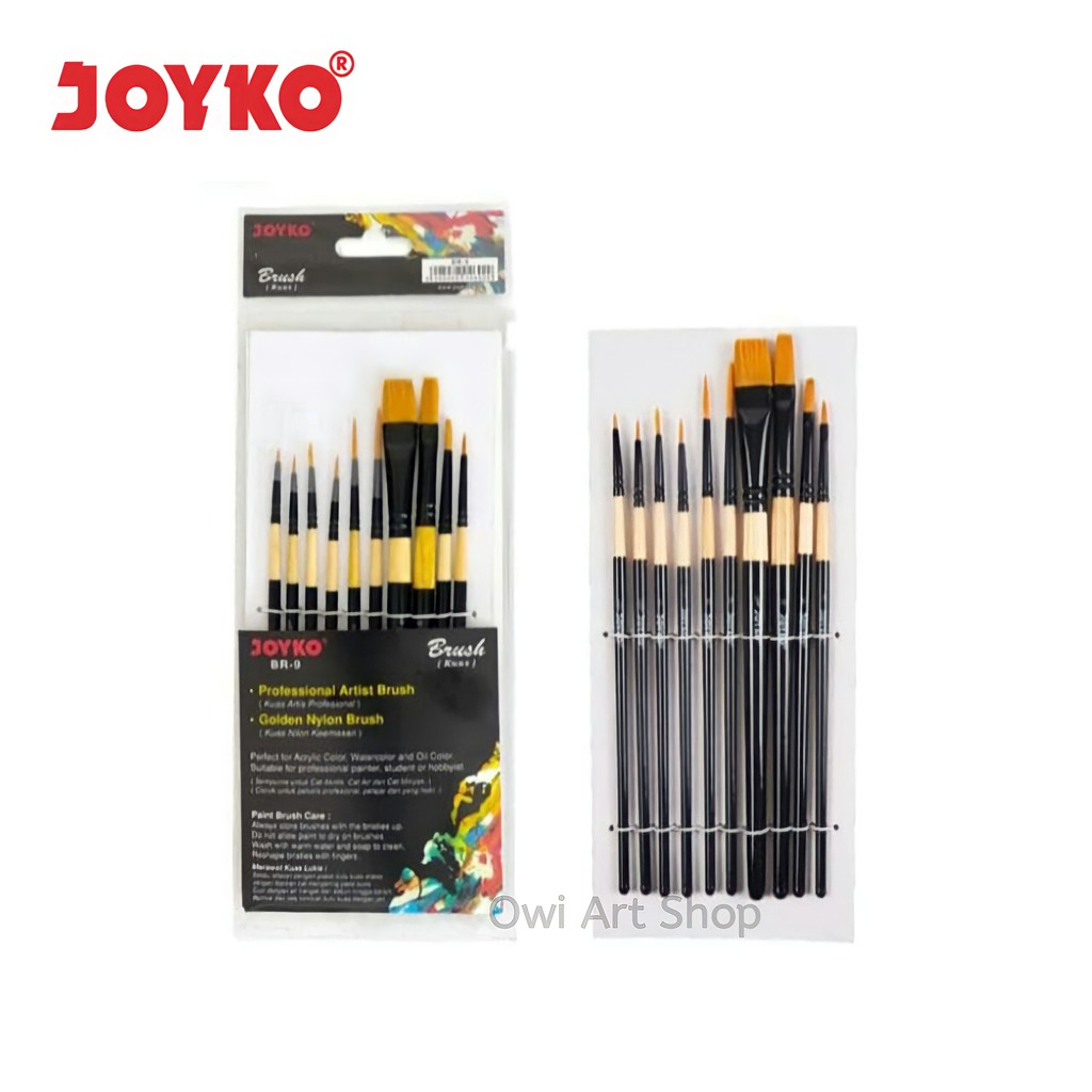 

Kuas Lukis Joyko BR-9 - Set 10 pcs - Joyko Paint Brush - Kuas Joyko BR-9