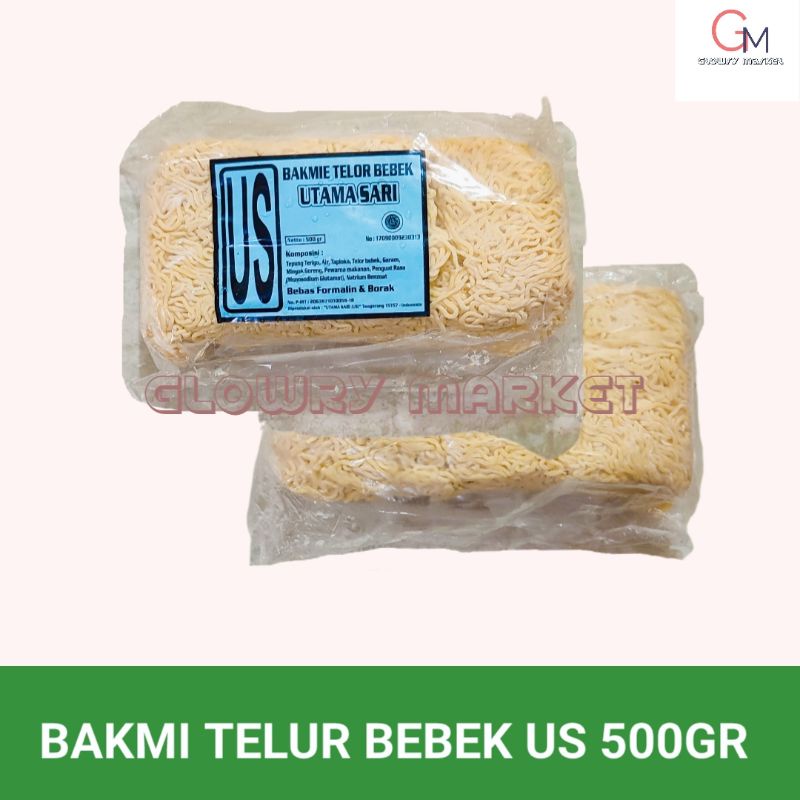 

BAKMIE AYAM US UTAMA SARI TELUR BEBEK 500GR TELOR BEBEK US BAKMI AYAM MI AYAM
