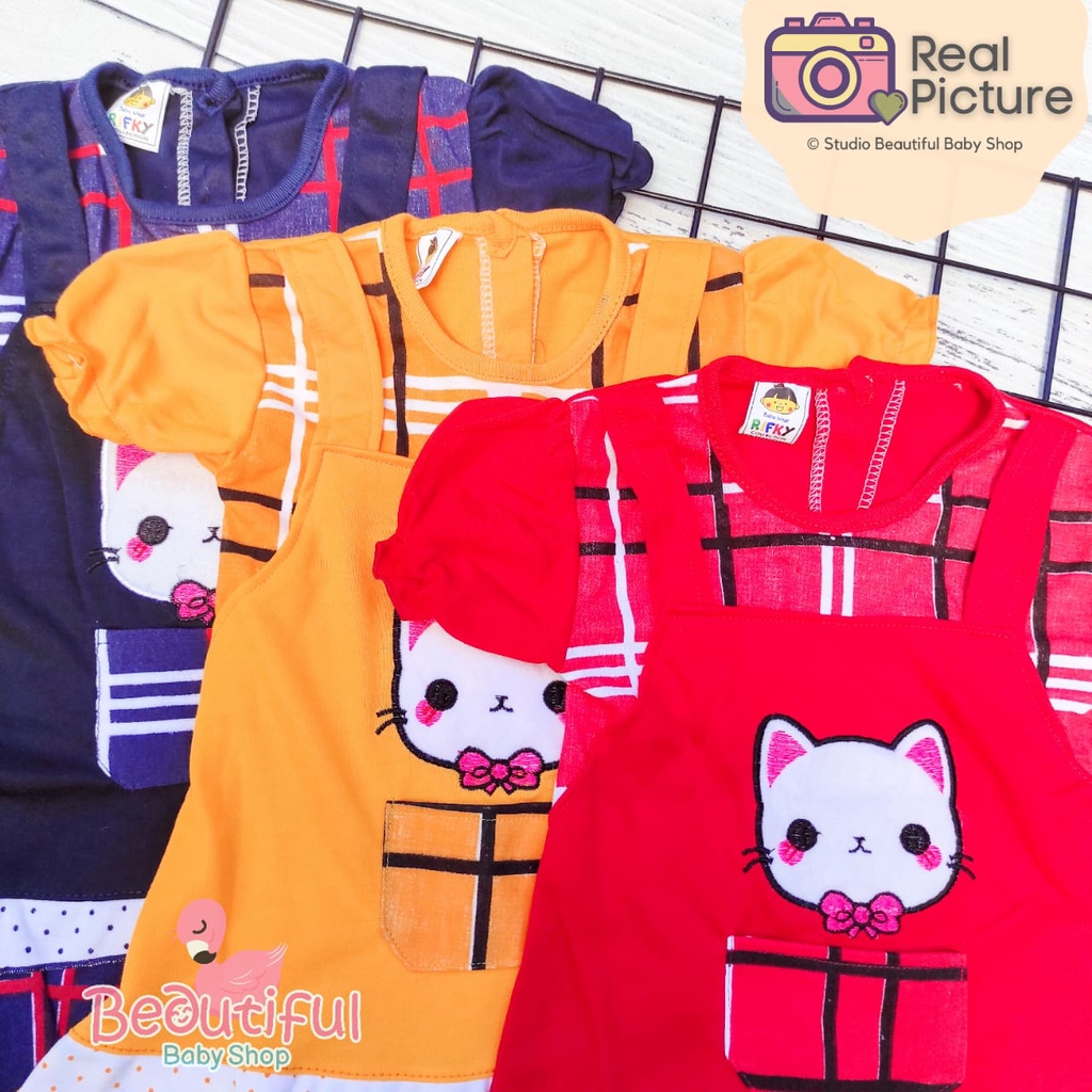 Dress Bayi Perempuan Motif Kotak Kucing / Rok Baju Bayi Perempuan  Merk Rifky / Baby.ou