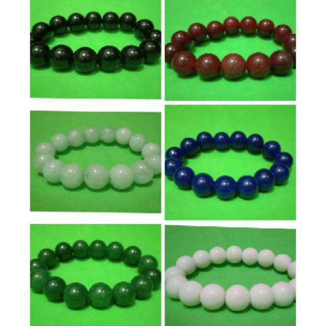 Gelang batu giok warna-warni UK 12 mm