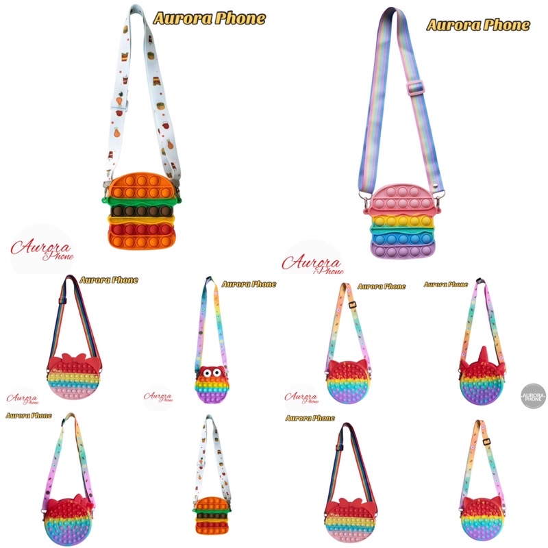 Tas Pop It Anak Murah / Tas Pop It Rainbow / Mainan Pop it anak / Tas Viral / Tas Pop It Hello Kitty