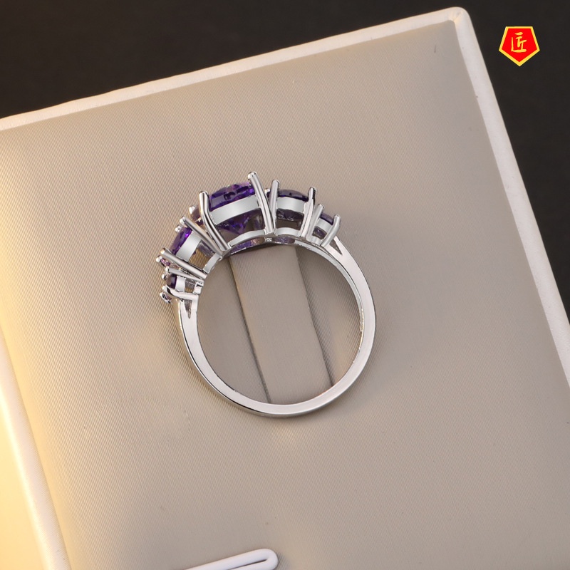 [Ready Stock]Fashion Amethyst Tourmaline Ring