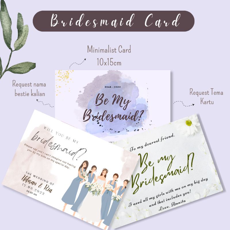 

(COD) bridesmaid card wedding card aesthetic murah
