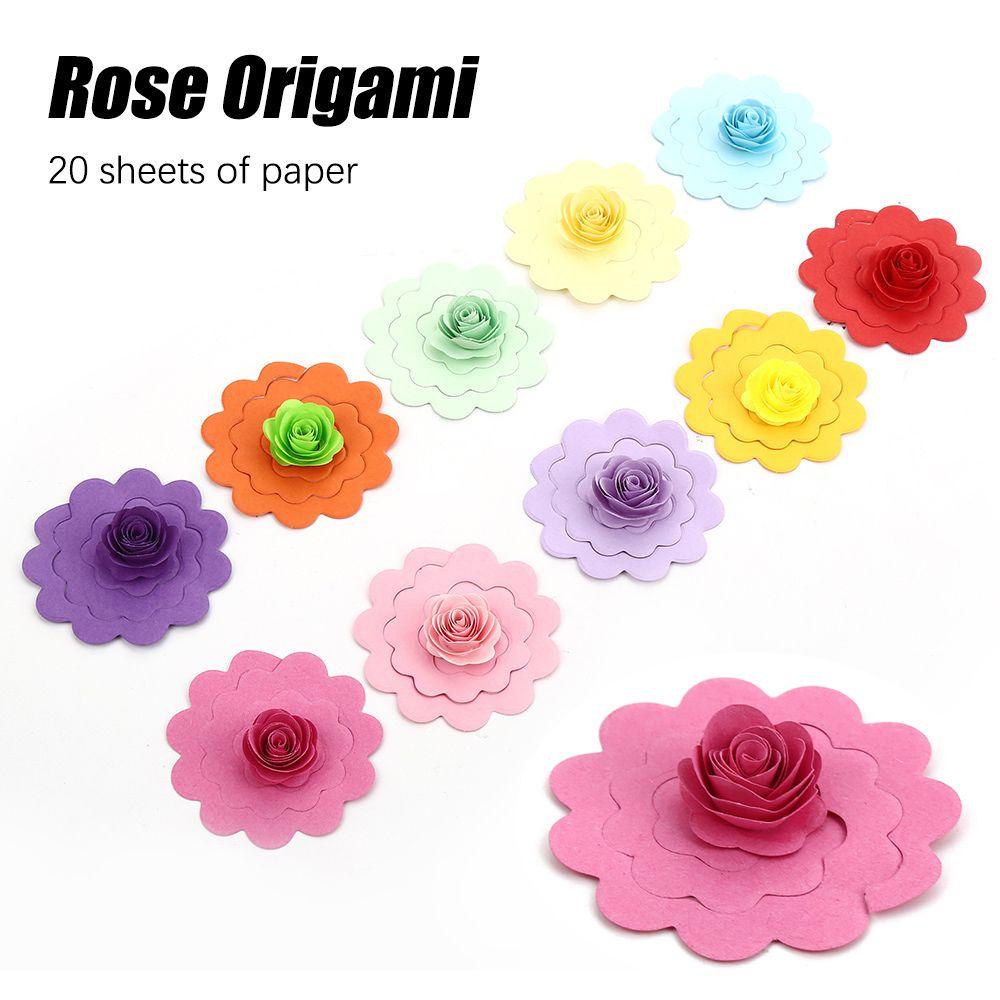 R-flower Rose Origami DIY Flower Origami Technology Bahan Manual Produk Siap Sebagian Craft Paper