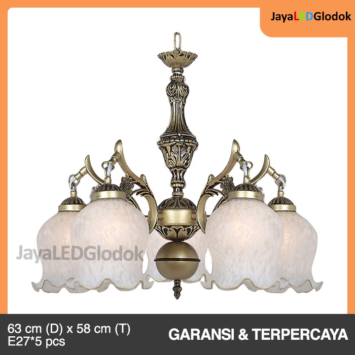 Lampu Gantung Ruang Tamu Hias Klasik Bunga Cabang 5 Golden Lampu Gantung Ruang Tamu Hias Klasik Bunga Cabang 5 Golden