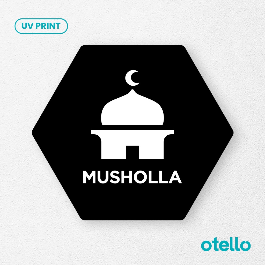 Musholla Sign Board Akrilik Tempel Signage Dinding Papan Acrylic Restoran Wall Stiker Dinding Petunjuk Toko Cafe