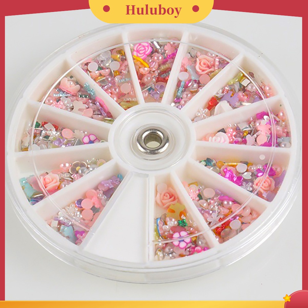 Huluboy Huluboy♡ 1200pcs Dekorasi Bunga / Pita Glitter Campur Untuk Manicure