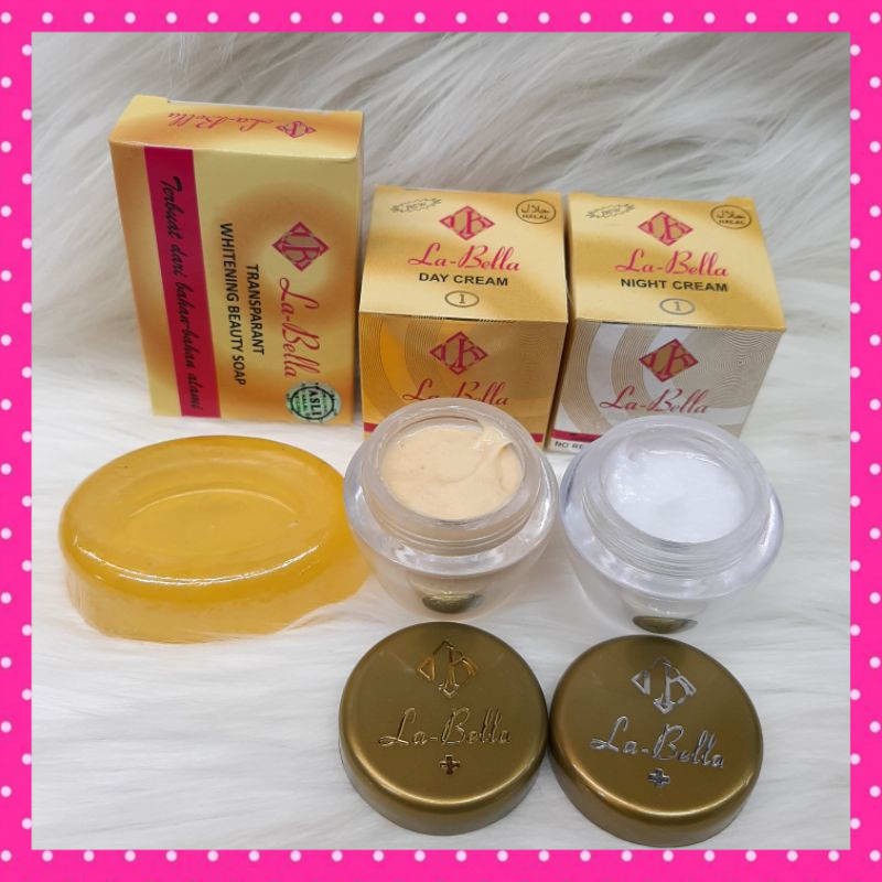 KRIM WAJAH GLOWING CREAM PEMUTIH WAJAH CREM WAJAH PAKET CREAM LA BELLA GOLD 3IN 1 HOLO ORI/ASLI