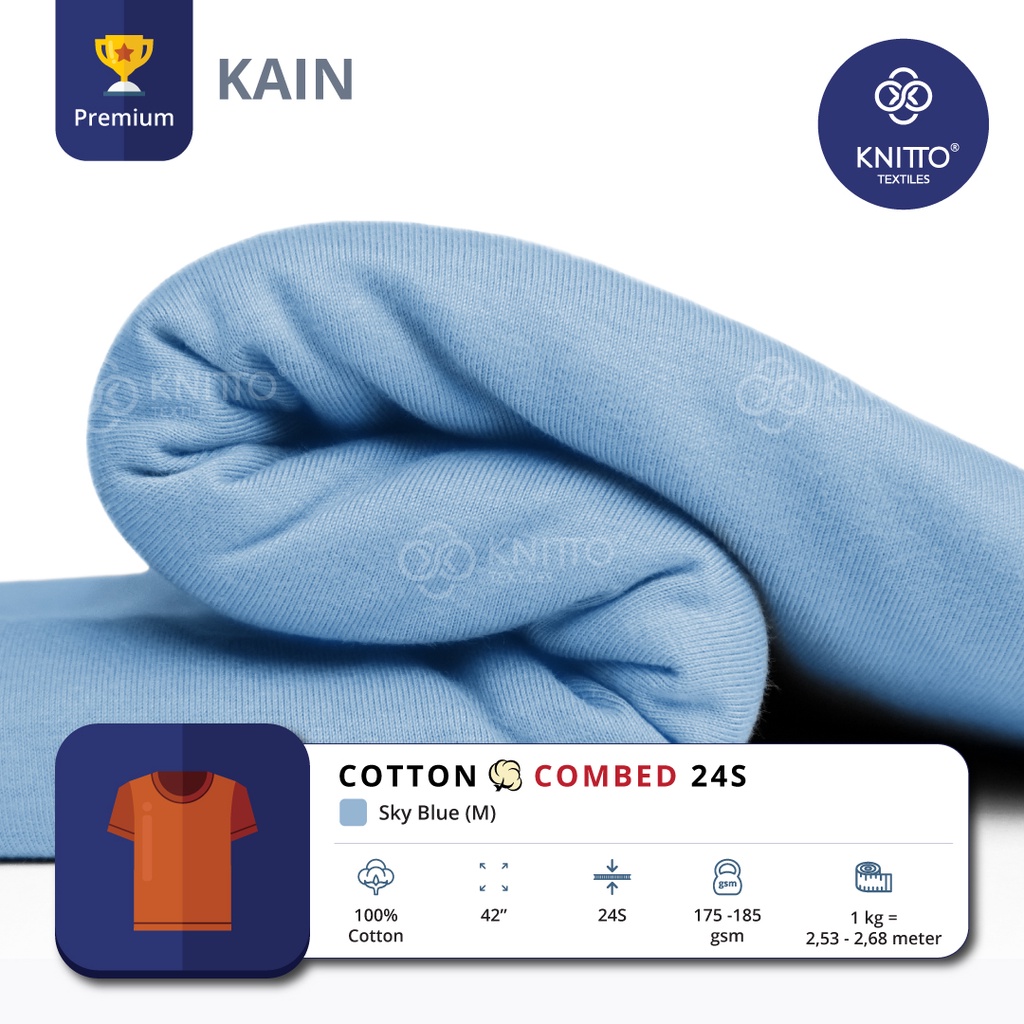 KAIN KAOS COTTON COMBED 24S SKY BLUE ( BAHAN KAOS ) - KNITTO