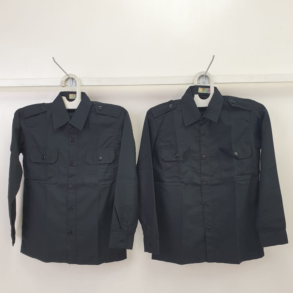 Seragam DENA Baju Kemeja PDL Hitam Oxford Lengan Panjang
