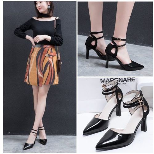 GI 1901 (SZ 35-40) RISCE SEPATU HEELS 8cm ANKLE STRAP IMPORT WANITA CEWEK PEREMPUAN JAKARTA