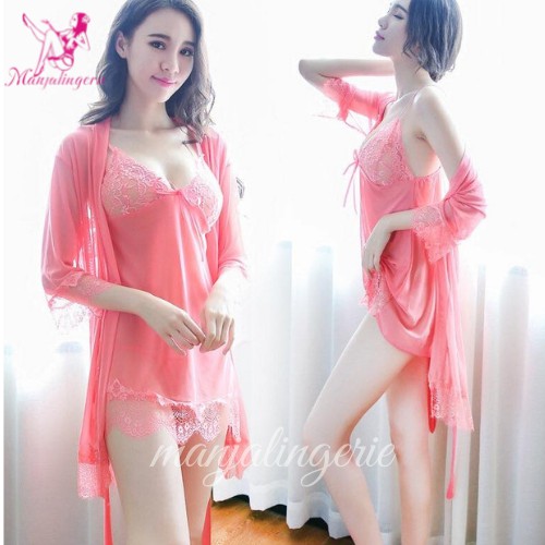 Manjalingerie - ONE SET (DRESS ,CD & KIMONO)LINGERIE / BAJU TIDUR SEXY / SEXY LINGERIE 1SET 1399-7
