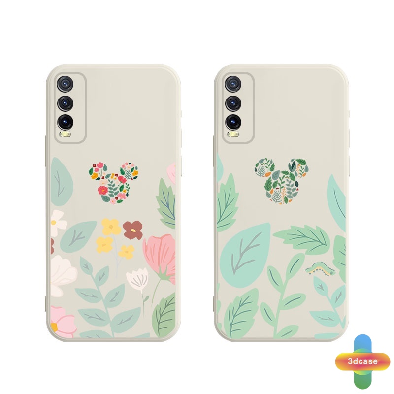 Soft Case VIVO Y12 Y12S Y20 Y91C Y21 2021 Y30 Y21S Y20S Y12i Y91 Y30i Y15S Y15A Y10 Y21T Y93 Y95 Y15 Y17 Y53 Y50 Y53S Y51 2020 Y51A Y33S Y1S Y11 Y31 Y20i Y91i Y90 Y51S Y12A A54 A15 A16 5 5i C3 C25 C12 A12 Cute Mickey Minnie Mouse Flower Anti-fall Case