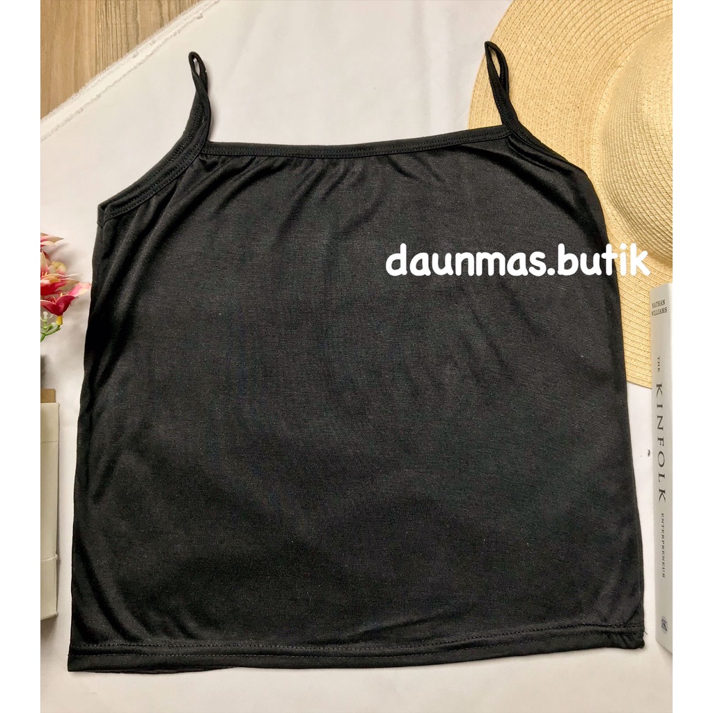1KG MUAT 10PCS | TANKTOP TALI TANK TOP TALI KECIL SPANDEK RAYON SUPER ADEM-`TANKTOP TALI BLACK