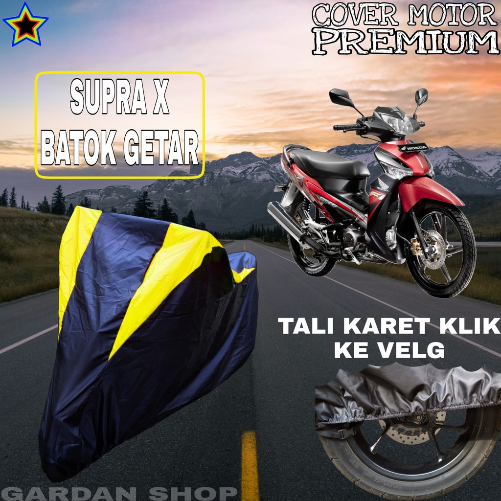 Sarung Motor SUPRA X BATOK GETAR Hitam Kuning Body Cover Penutup Pelindung Motor Supra PREMIUM