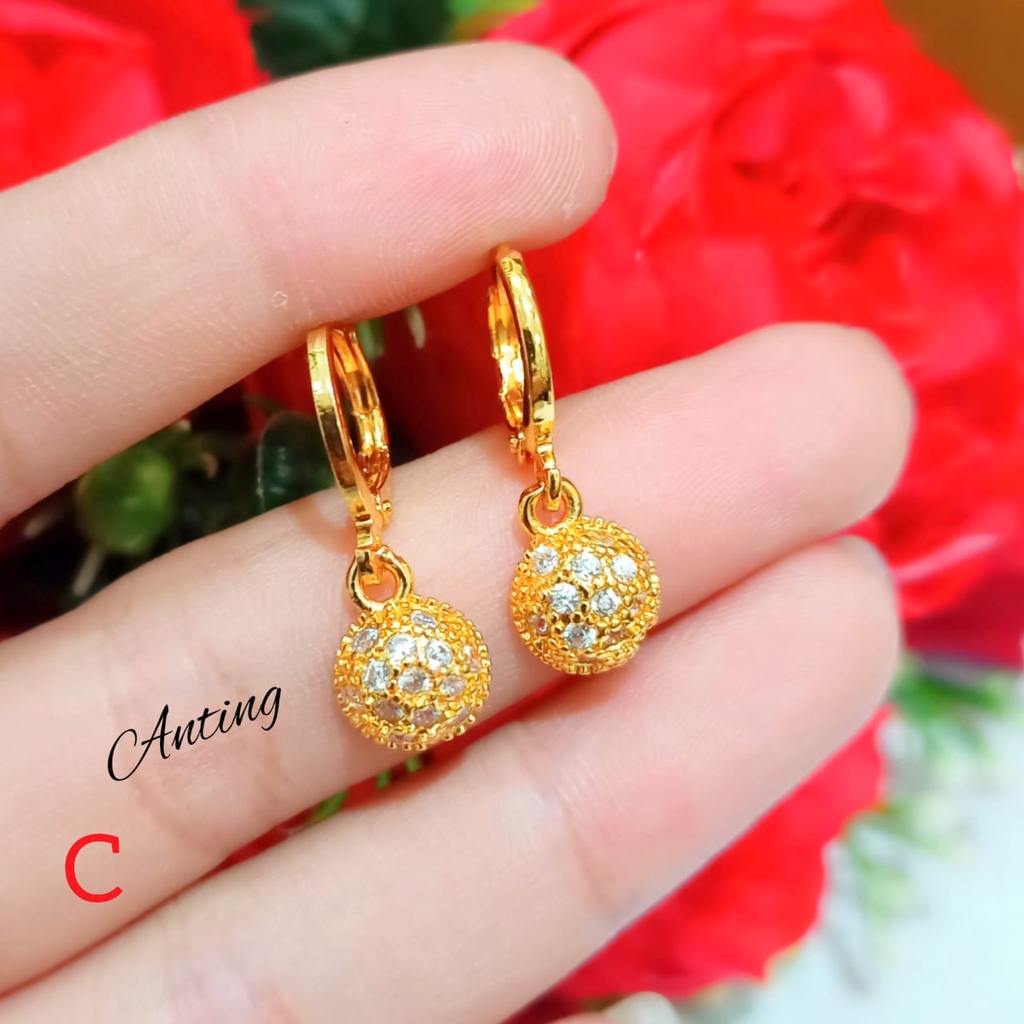 Anting Jurai mewah full mata elegan anti karat termurah lapis emas18k Terbaru