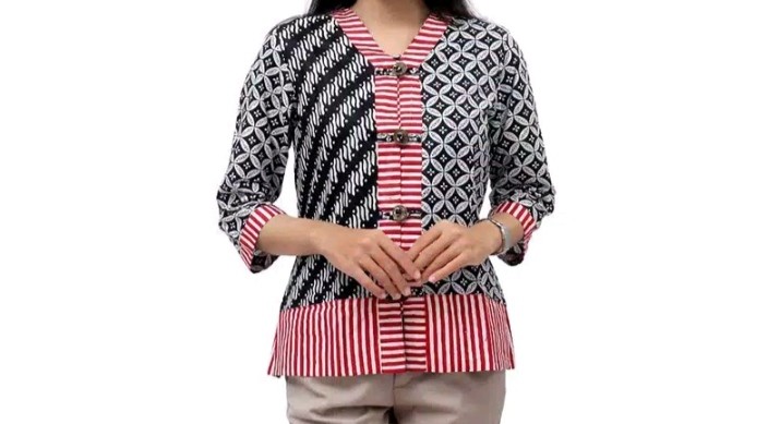 Blouse Batik Wanita Model Tiga Kombinasi - Atasan Batik Wanita - S M L Xl 2l 3l 4l 5l