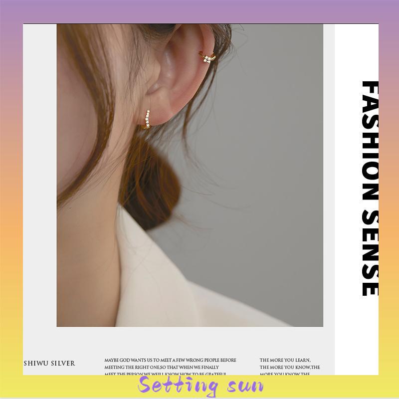 1 Pasang Anting Hoop Zirkon Mini Berlapis Emas 14K Anting Tindik Huggie Anting Tulang Rawan TN