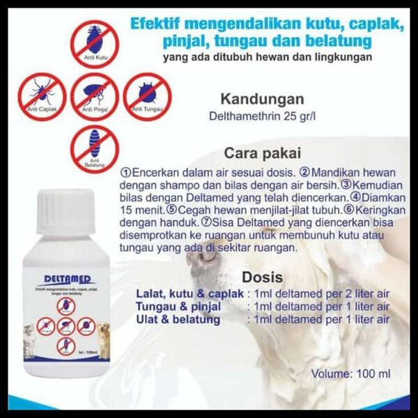 Deltamed Obat Kutu Kucing Anjing Kelinci Dalmat Mandi Semprot Kandang