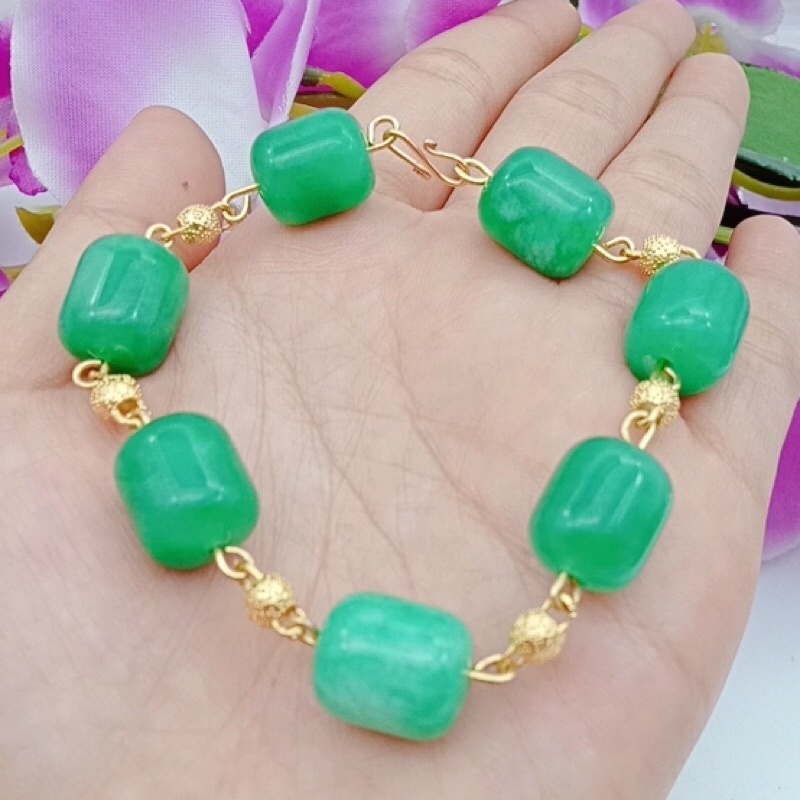 gelang wanita lapis emas permata giok terbaru star+