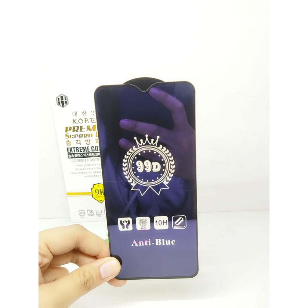 KOREAN Blue Ray 10D Oppo A91 F15 6.4 inchi Tempered Glass FULL GLUE ANTI RADIASI