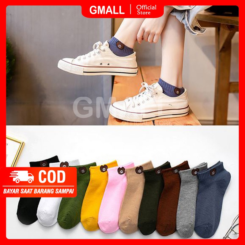 Kaos Kaki Pendek Wanita Semata Kaki Ankle Socks Import Murah Motif Beruang GMALL KK0002