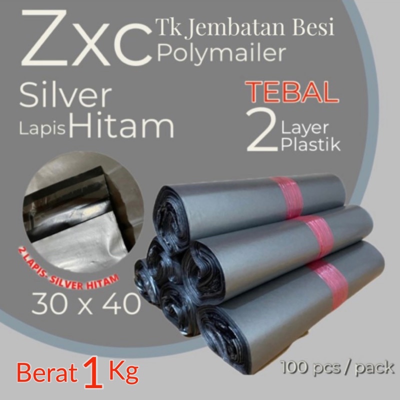 

ZXC Polymailer 2 Lapis 30x40 cm ABU SILVER GLOSSY Plastik Packing 100