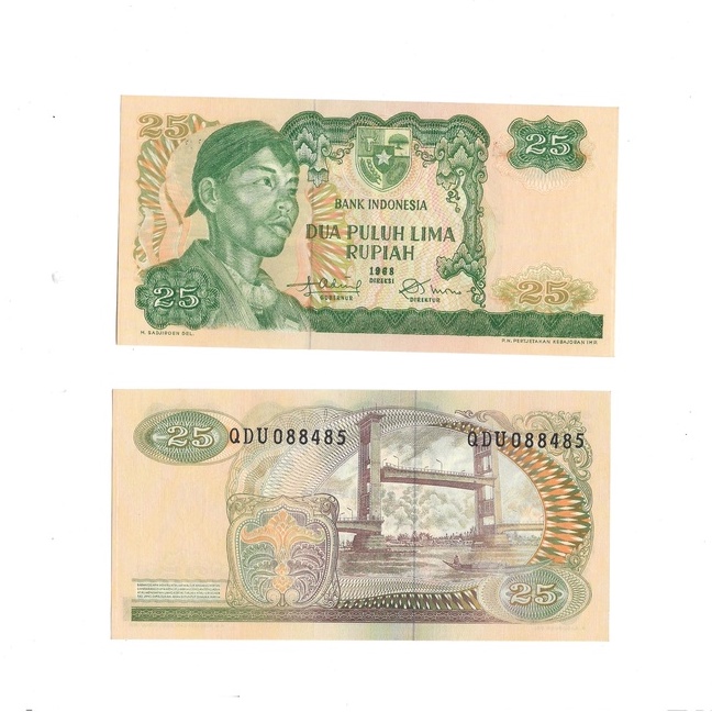 Uang kuno Indonesia 25 Rupiah 1968 Seri Soedirman