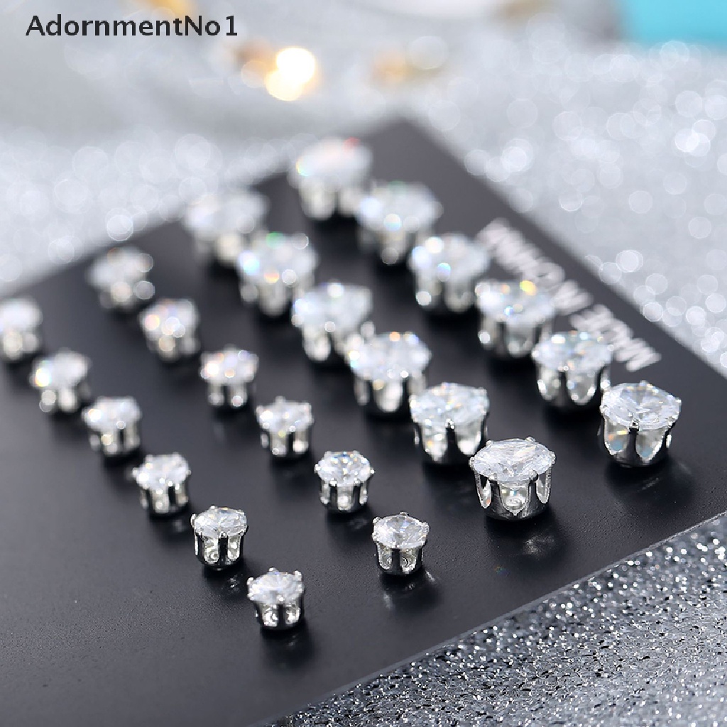 (AdornmentNo1) 12 Pasang / Set Anting Tusuk Kristal Berkilau Untuk Wanita