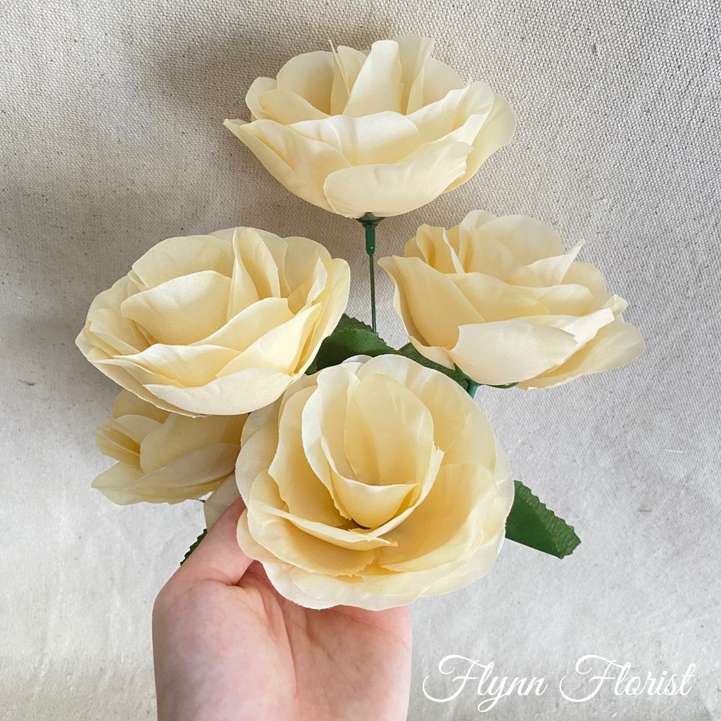 Bunga Mawar Rose Mangkok X5 (satuan) Bunga Artificial / Bunga Plastik / Bunga Dekorasi / Pernikahan-2