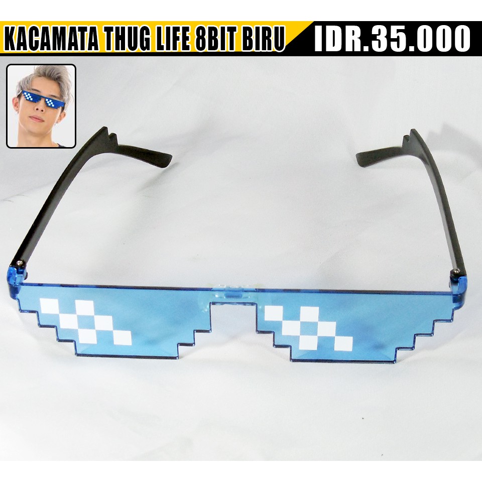  KACAMATA JAMAN NOW  KACAMATA  THUGLIFE 8 BIT WARNA BIRU 