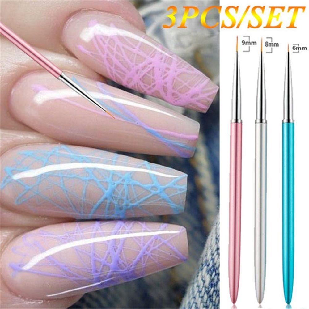 Solighter Nail Liner Painting Pen Gambar Bermanfaat Pegangan Logam 3D