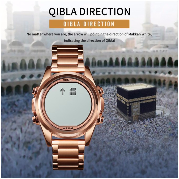 Jam Tangan Pria SKMEI 1667 Digital Watches Muslim Men Qibla Time Prayer Mens LED Daylight Islamic